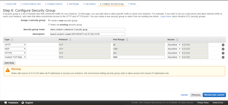 Configure Security Group of AWS EC2 Instance